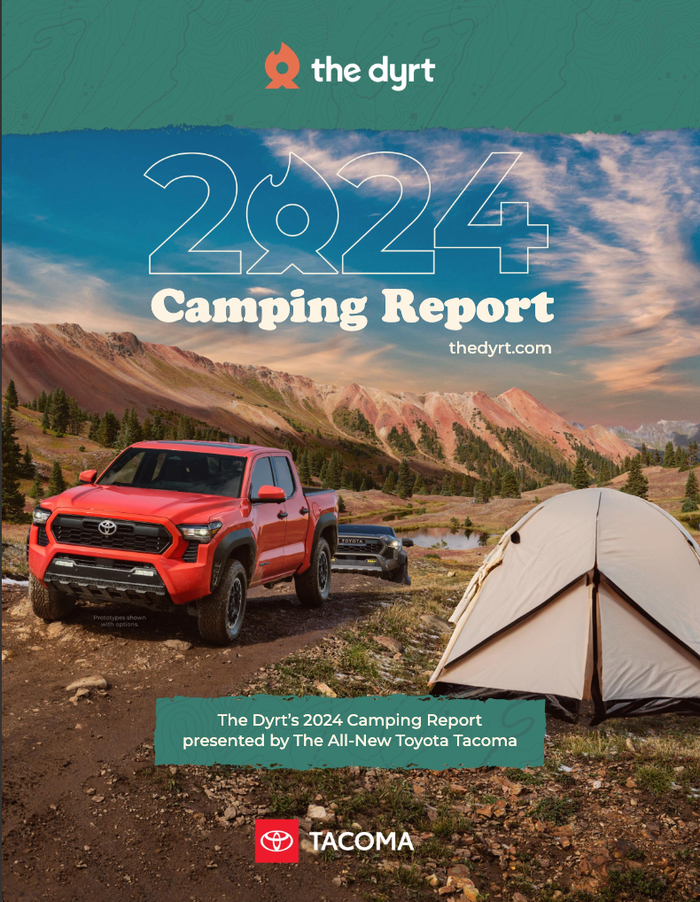 The cover of the Dyrt Camping Report 2024