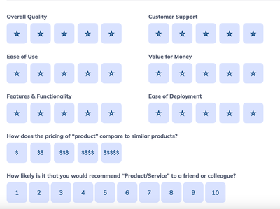 Choose your star ratings for various categories on Park Vendor Review